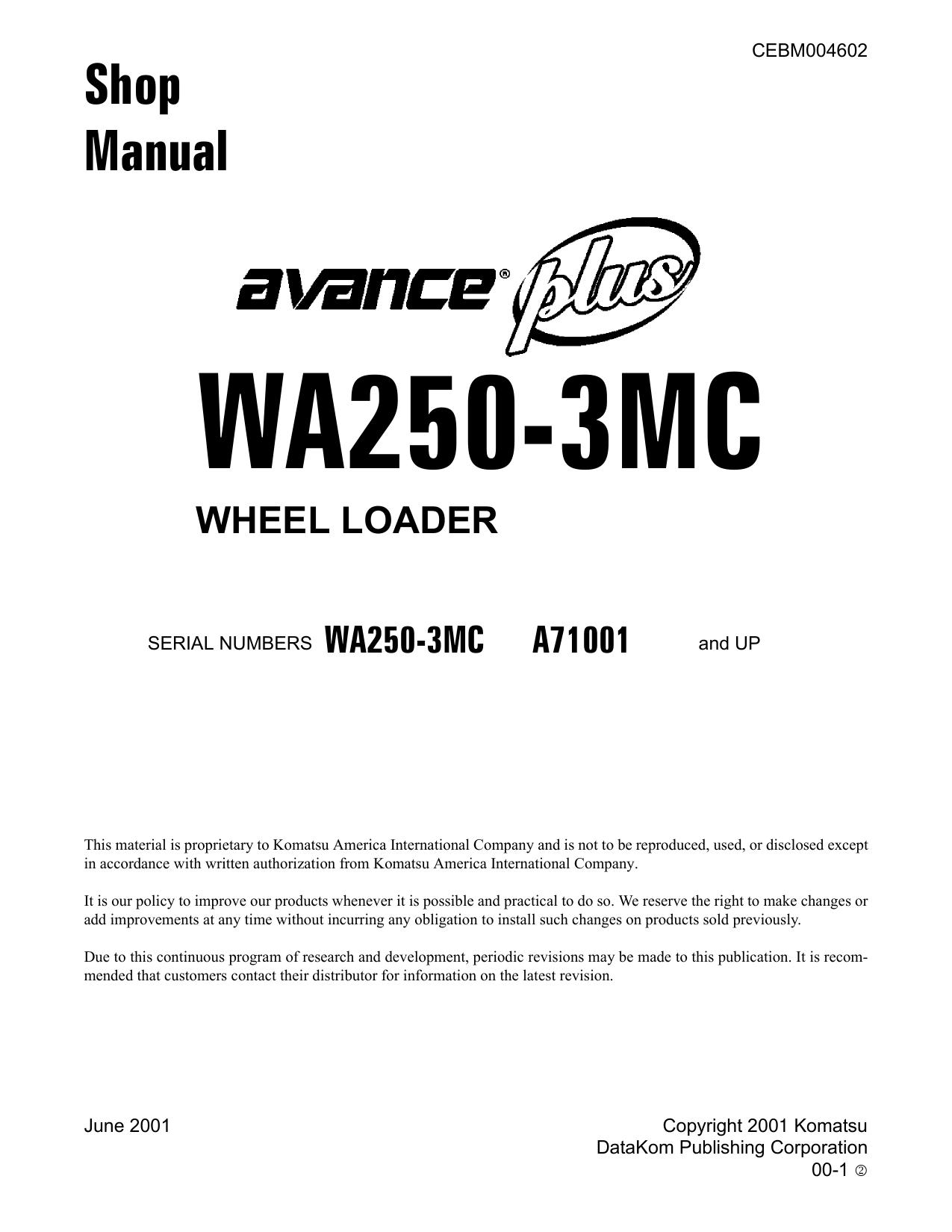 WA250-3MC Shop Manual